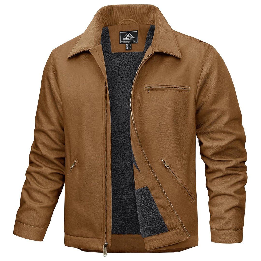 TACVASEN Brown Men's Insulated Duck Canvas Heavy Duty Work Jacket