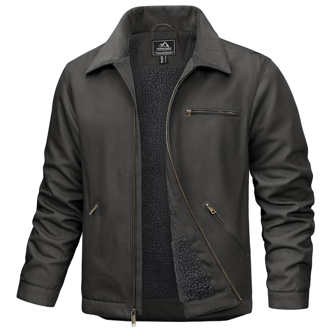 TACVASEN Dark Grey Men's Insulated Duck Canvas Heavy Duty Work Jacket