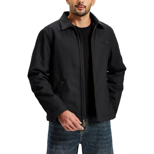 TACVASEN Black Men's Insulated Duck Canvas Heavy Duty Work Jacket