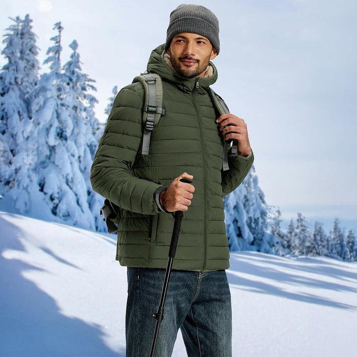 Men's Insulated Puffer Jacket Hooded Warm Winter Coat - LT24M1248