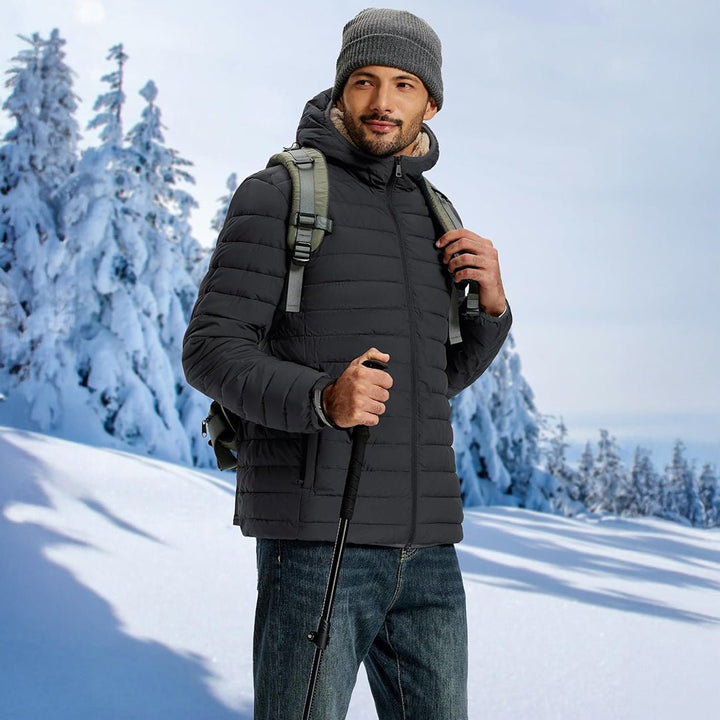Men's Insulated Puffer Jacket Hooded Warm Winter Coat - LT24M1248
