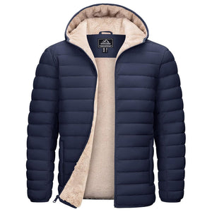 TACVASEN Navy Men's Insulated Puffer Jacket Hooded Warm Winter Coat