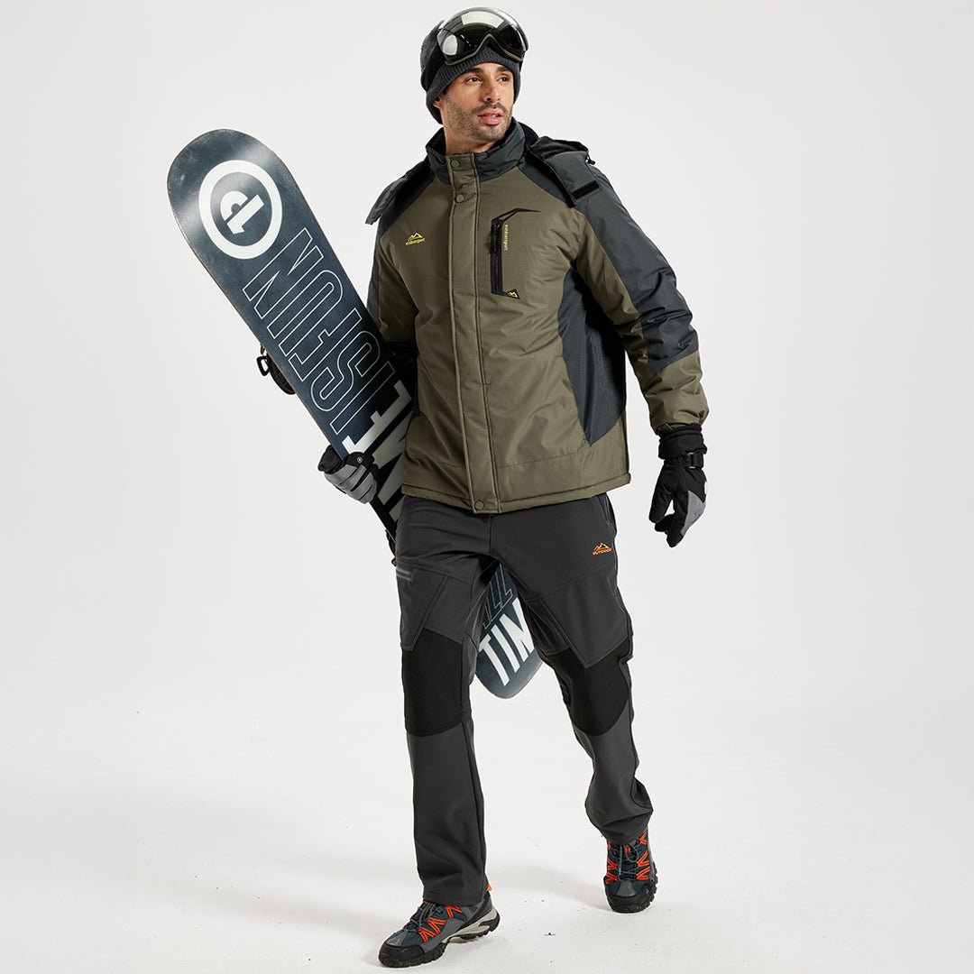 TACVASEN Army Green Insulated Winter Snowboard Ski Parka Jacket