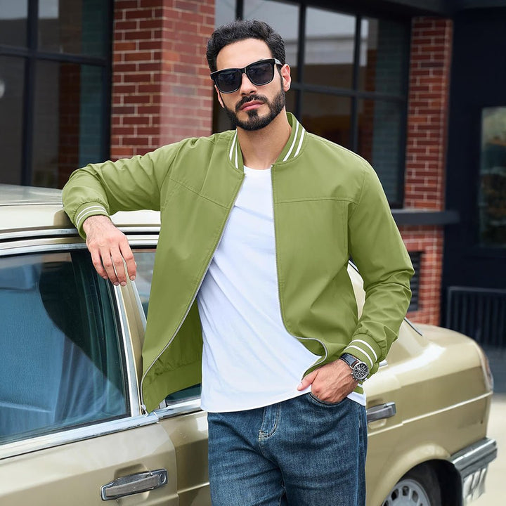 Men’s Lightweight Bomber Jacket Casual Zip Up Spring Fall Windbreaker Coat - L20M202