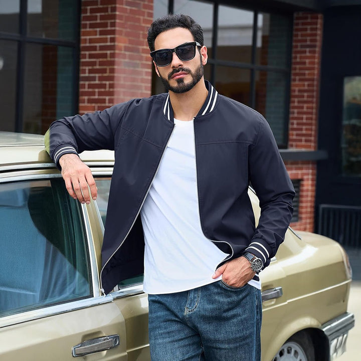 Men’s Lightweight Bomber Jacket Casual Zip Up Spring Fall Windbreaker Coat - L20M202