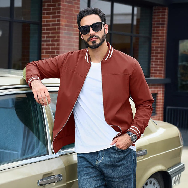 Men’s Lightweight Bomber Jacket Casual Zip Up Spring Fall Windbreaker Coat - L20M202