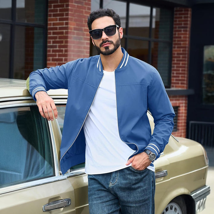 Men’s Lightweight Bomber Jacket Casual Zip Up Spring Fall Windbreaker Coat - L20M202