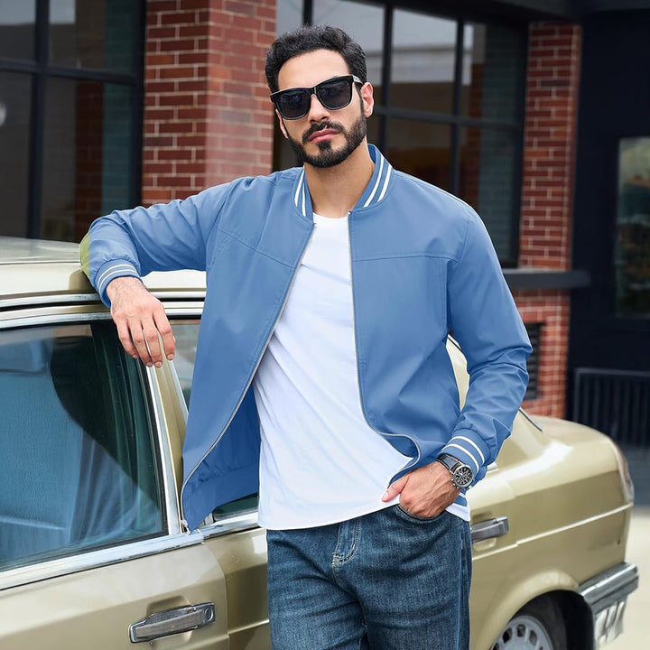 Men’s Lightweight Bomber Jacket Casual Zip Up Spring Fall Windbreaker Coat - L20M202