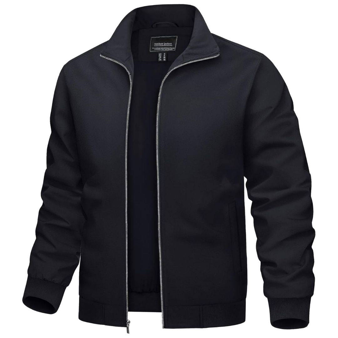 TACVASEN Black Men's Lightweight Casual Bomber Jacket