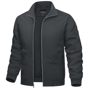 TACVASEN Dark Grey Men's Lightweight Casual Bomber Jacket