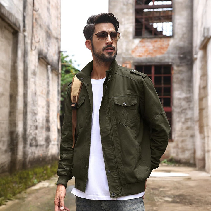 Men's Lightweight Casual Cotton Military Cargo Jacket - 2701D