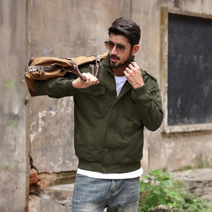 TACVASEN Army Green Men's Lightweight Casual Cotton Cargo Jacket