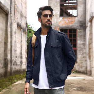 TACVASEN Navy Men's Lightweight Casual Cotton Cargo Jacket