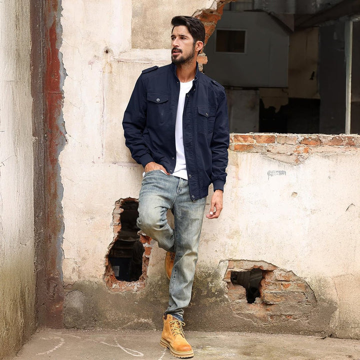 Men's Lightweight Casual Cotton Military Cargo Jacket - 2701D