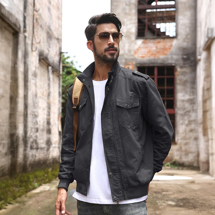 Men's Lightweight Casual Cotton Military Cargo Jacket - 2701D