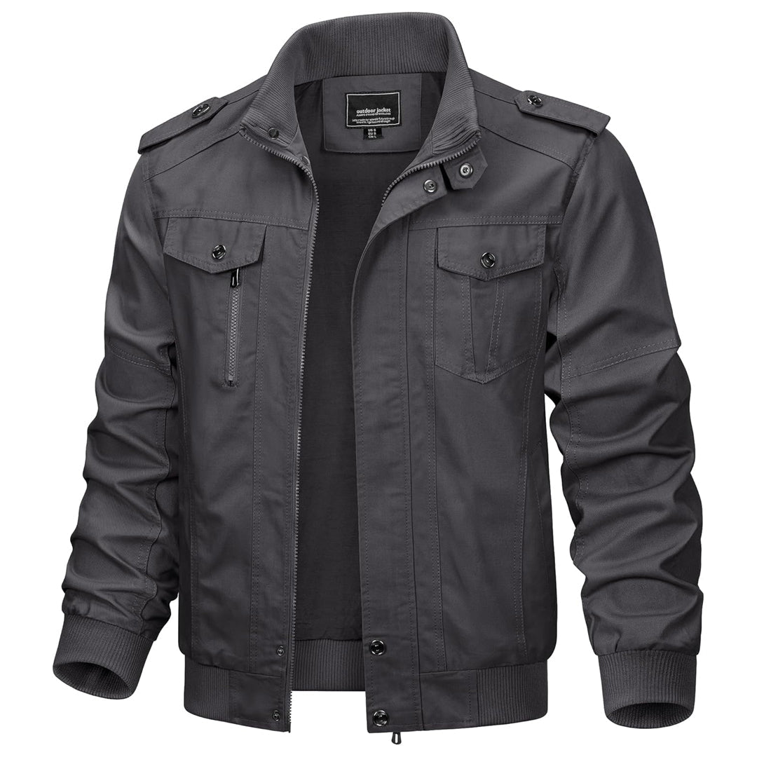 Men's Lightweight Cotton Jacket - Military Cargo Multi Pockets