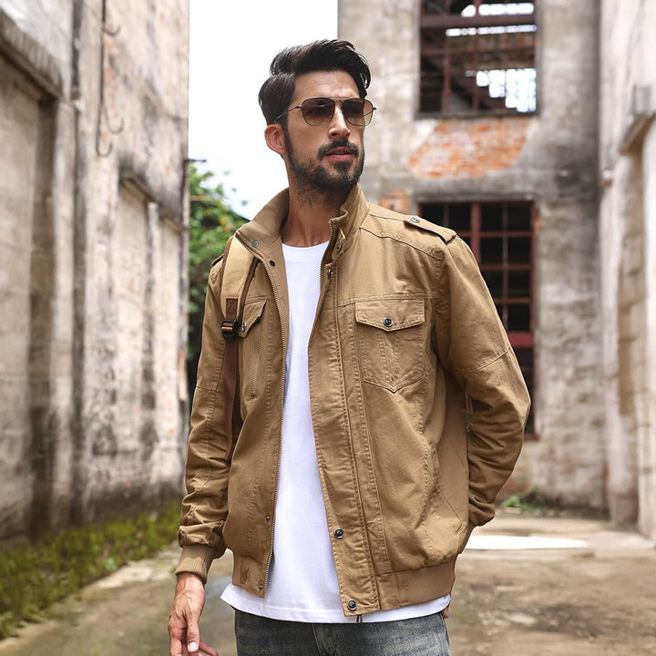 Men's Lightweight Casual Cotton Military Cargo Jacket - 2701D