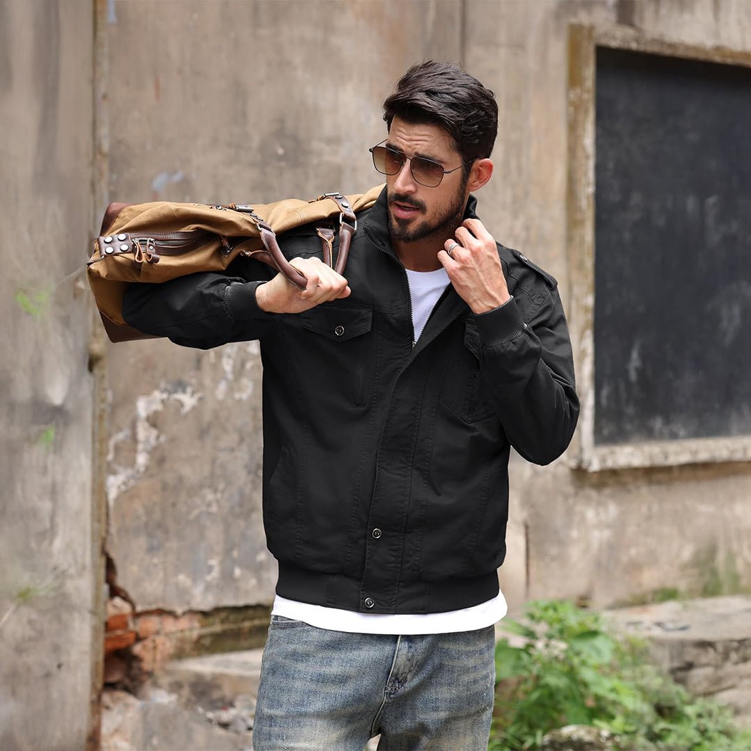 Men's Lightweight Cotton Jacket - Military Cargo Multi Pockets