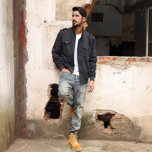 TACVASEN Dark Grey Men's Lightweight Casual Cotton Cargo Jacket