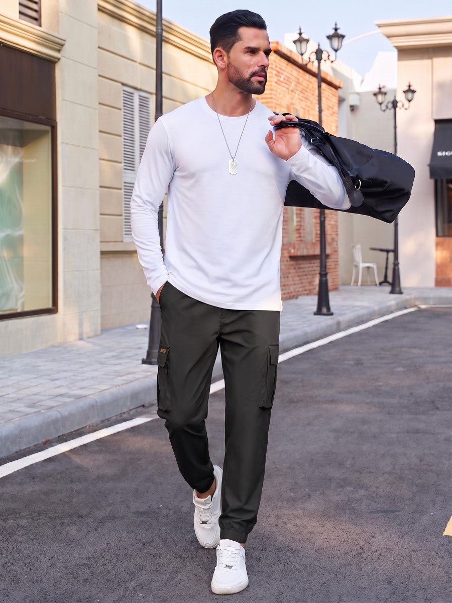 TACVASEN Black Men's Lightweight Casual Waterproof Cargo Sweatpants