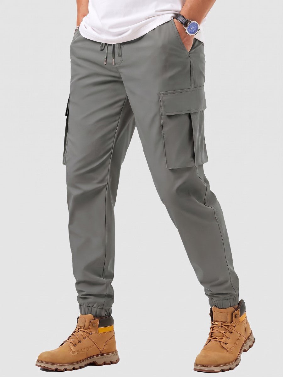 TACVASEN Light Grey Men's Lightweight Casual Waterproof Cargo Sweatpants