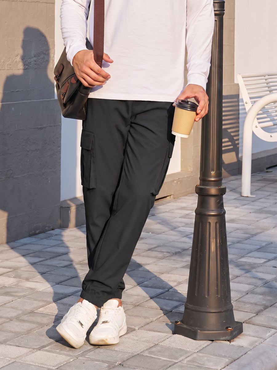 TACVASEN Black Men's Lightweight Casual Waterproof Cargo Sweatpants