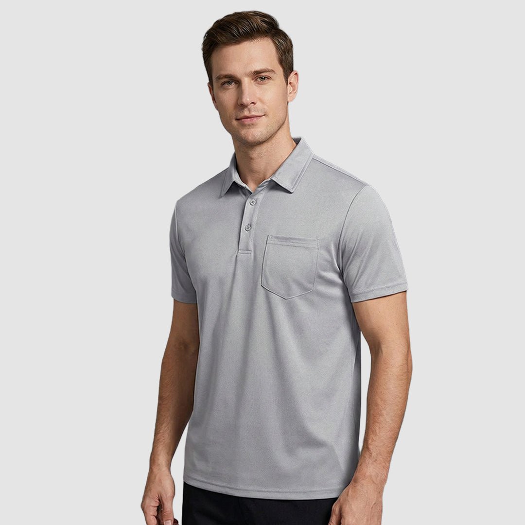 TACVASEN Light Grey Men's Lightweight Hiking Fishing Polo Shirts