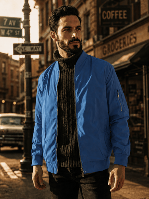 TACVASEN Royal Blue Men's Lightweight Multi Pocket Jacket - Bomber Windbreaker for Work