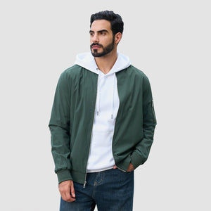 TACVASEN Army Green Men's Lightweight Multi Pocket Jacket - Bomber Windbreaker for Work