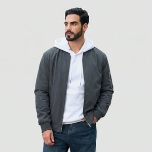 TACVASEN Dark Grey Men's Lightweight Multi Pocket Jacket - Bomber Windbreaker for Work