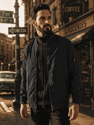 TACVASEN Black Men's Lightweight Multi Pocket Jacket - Bomber Windbreaker for Work