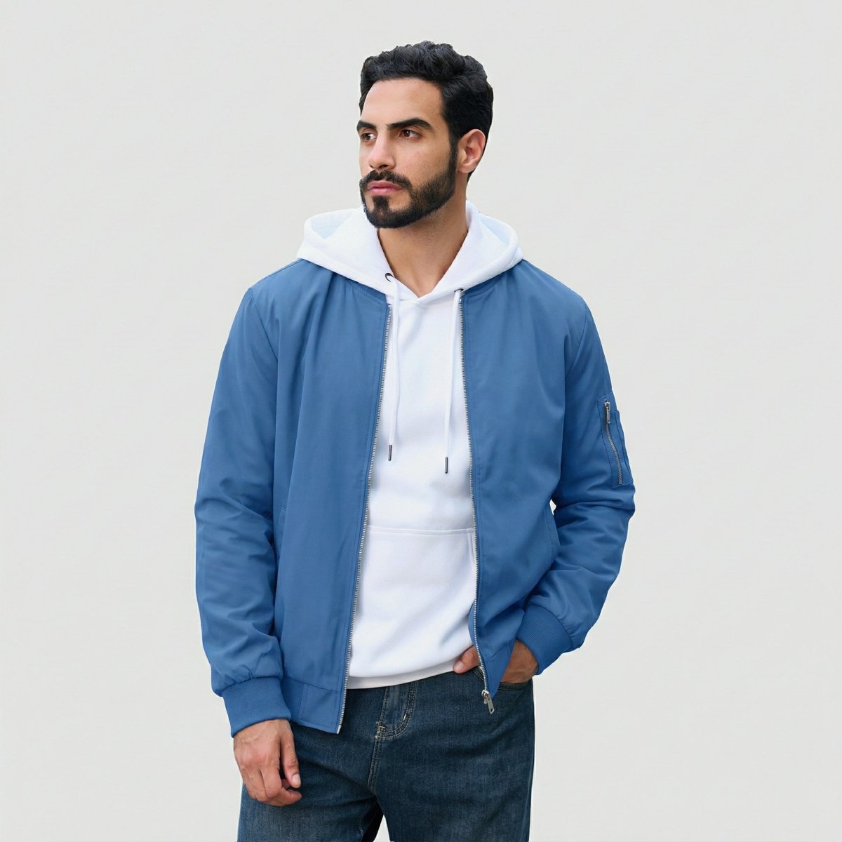 TACVASEN Royal Blue Men's Lightweight Multi Pocket Jacket - Bomber Windbreaker for Work