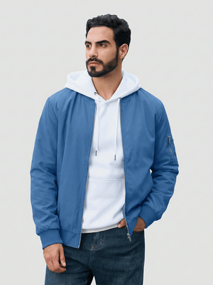 TACVASEN Royal Blue Men's Lightweight Multi Pocket Jacket - Bomber Windbreaker for Work