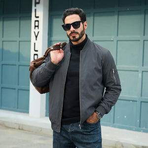 TACVASEN Dark Grey Men's Lightweight Multi Pocket Jacket - Bomber Windbreaker for Work