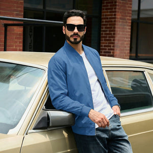 TACVASEN Royal Blue Men's Lightweight Multi Pocket Jacket - Bomber Windbreaker for Work