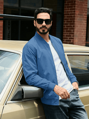 TACVASEN Royal Blue Men's Lightweight Multi Pocket Jacket - Bomber Windbreaker for Work
