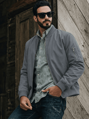 TACVASEN Dark Grey Men's Lightweight Multi Pocket Jacket - Bomber Windbreaker for Work