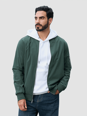 TACVASEN Army Green Men's Lightweight Multi Pocket Jacket - Bomber Windbreaker for Work