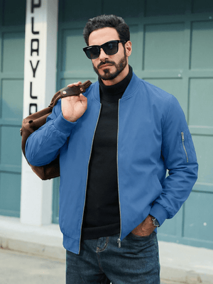 TACVASEN Royal Blue Men's Lightweight Multi Pocket Jacket - Bomber Windbreaker for Work