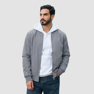 TACVASEN Light Grey Men's Lightweight Multi Pocket Jacket - Bomber Windbreaker for Work