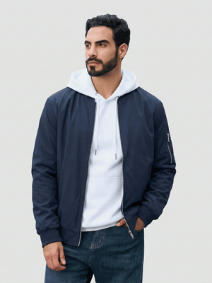 TACVASEN Navy Blue Men's Lightweight Multi Pocket Jacket - Bomber Windbreaker for Work