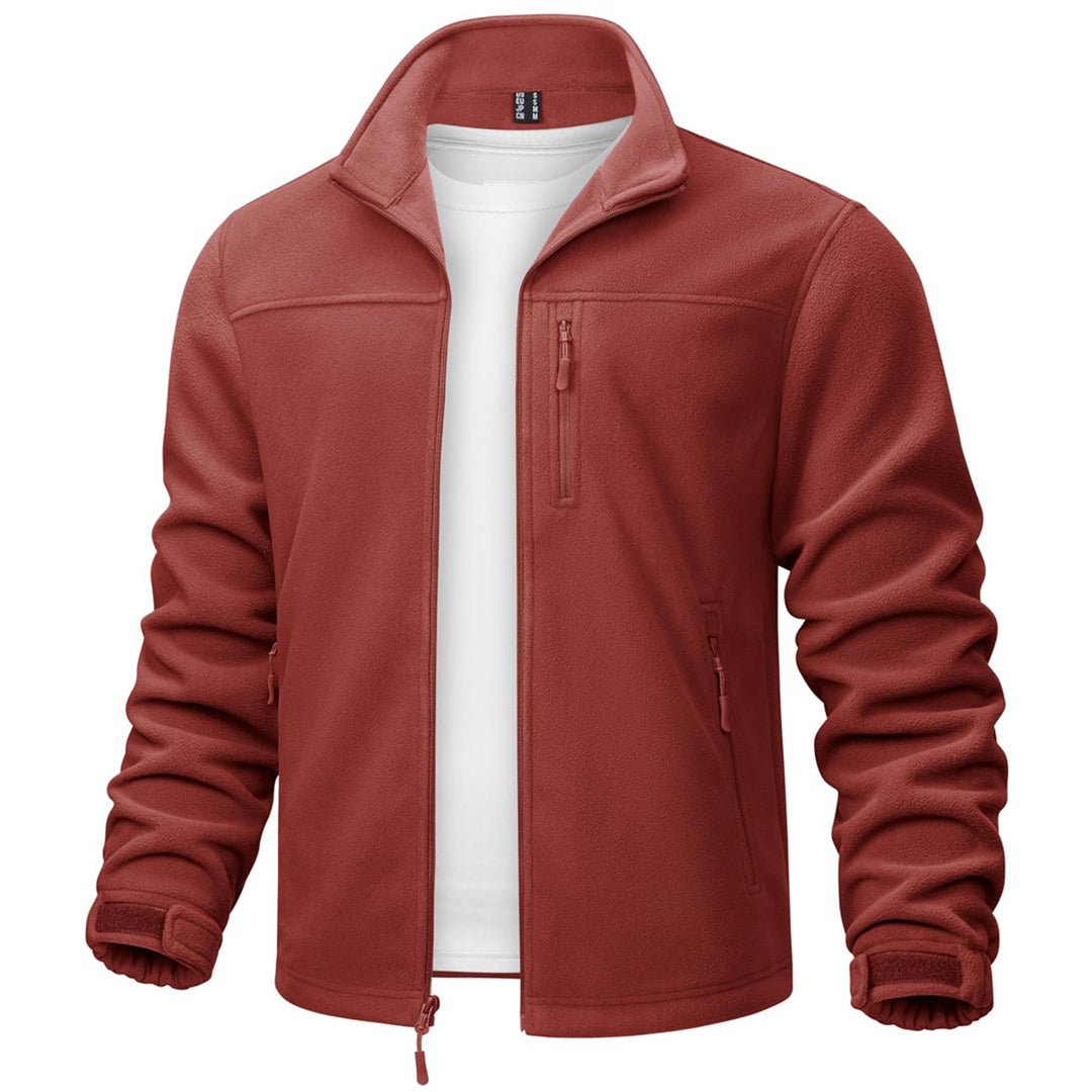 TACVASEN Orange Red Lightweight Polar Fleece Jacket for Hiking