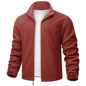 TACVASEN Orange Red Lightweight Polar Fleece Jacket for Hiking