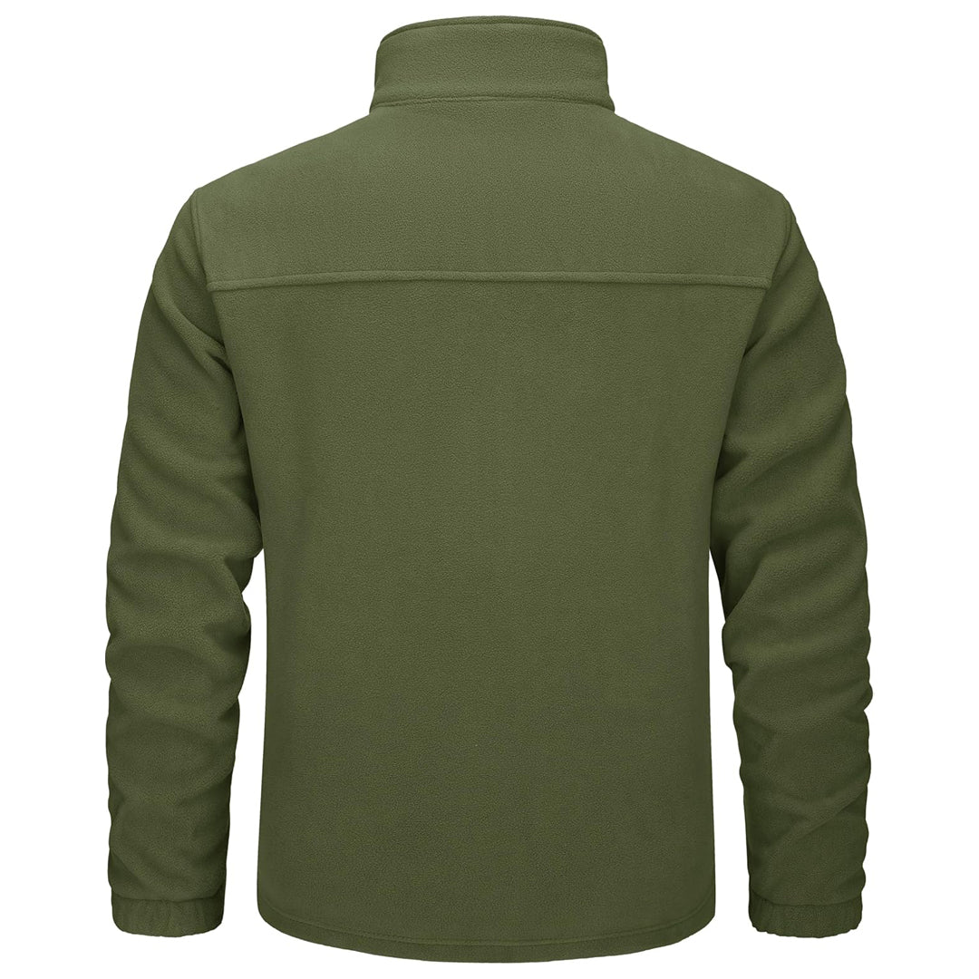 TACVASEN Army Green Lightweight Polar Fleece Jacket for Hiking