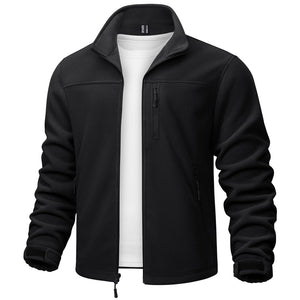 TACVASEN Black Lightweight Polar Fleece Jacket for Hiking