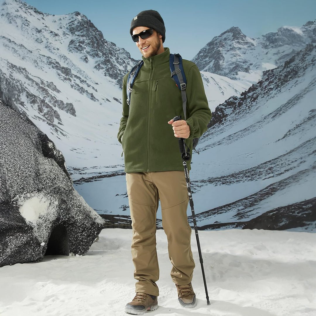 TACVASEN Army Green Lightweight Polar Fleece Jacket for Hiking