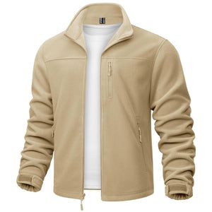 TACVASEN Cream Lightweight Polar Fleece Jacket for Hiking