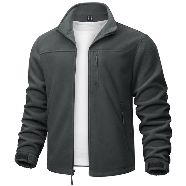 TACVASEN Dark Grey Lightweight Polar Fleece Jacket for Hiking
