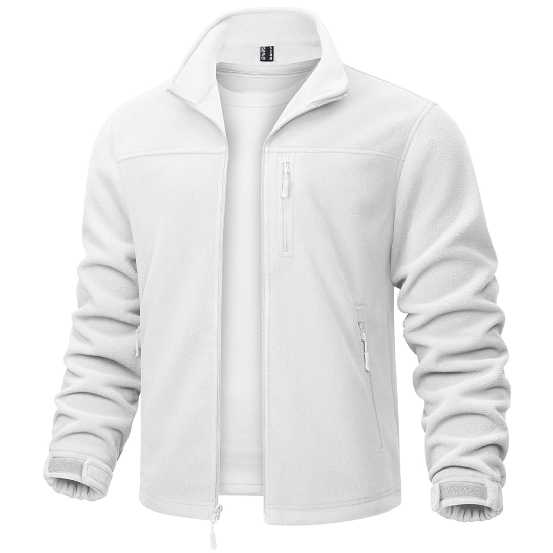 TACVASEN White Lightweight Polar Fleece Jacket for Hiking