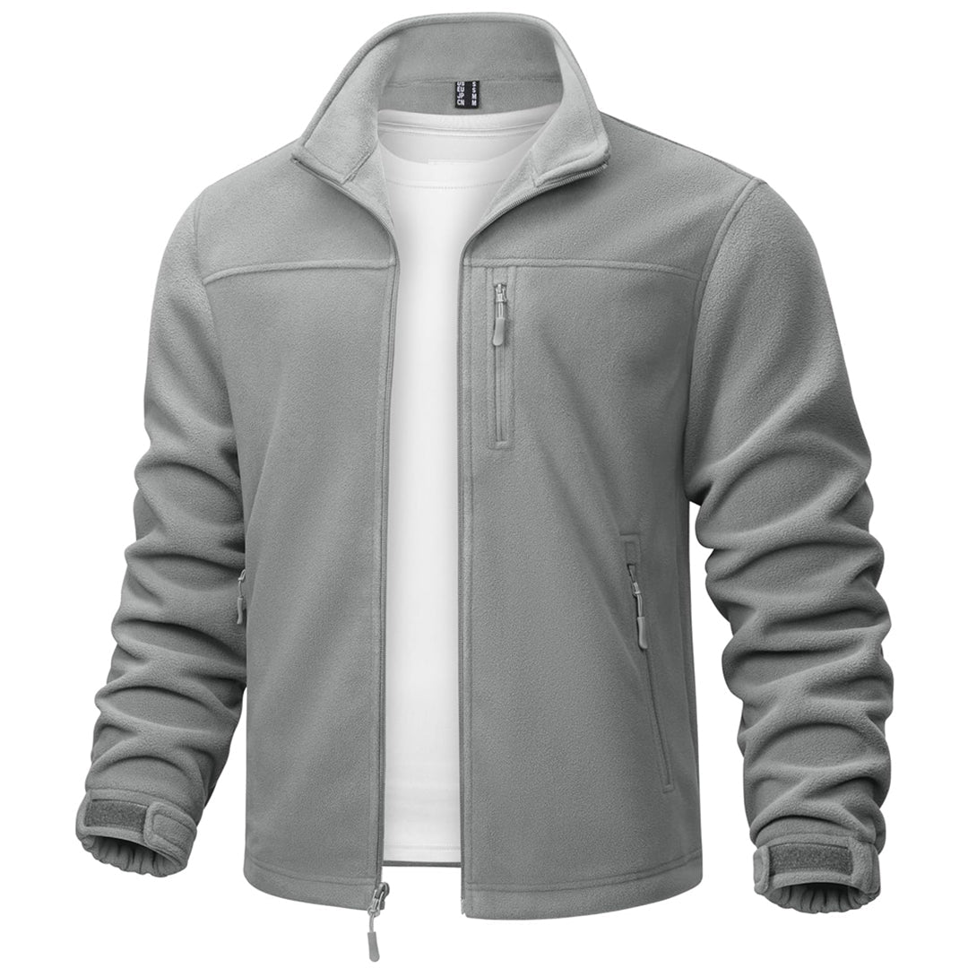 TACVASEN Light Grey Lightweight Polar Fleece Jacket for Hiking